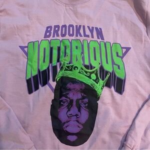 NWOT Brooklyn Notorious B.I.G. Biggie Smalls Purple Graphic Logo Sweatshirt SM